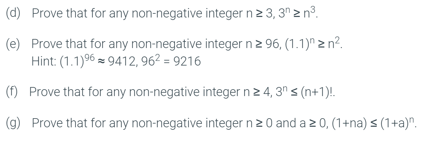 Solved (d) Prove that for any non-negative integer | Chegg.com