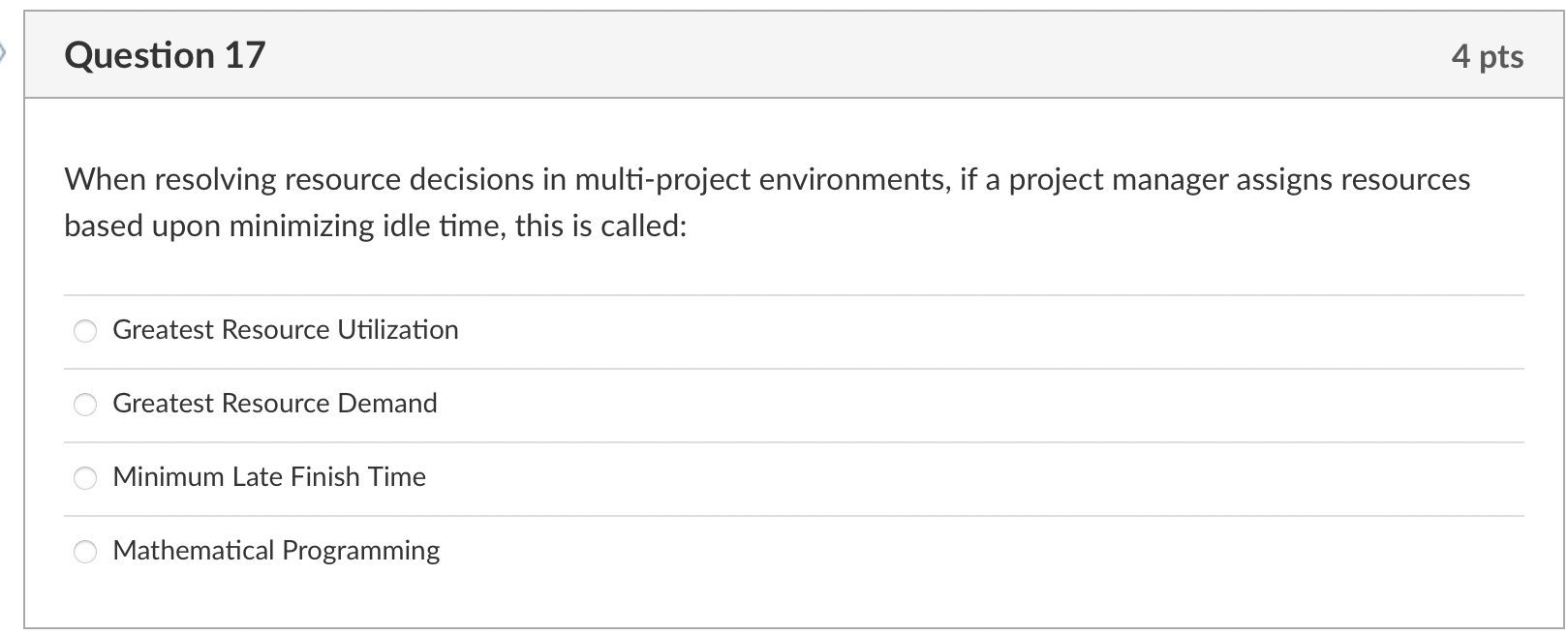 Solved When Resolving Resource Decisions In Multi-project | Chegg.com