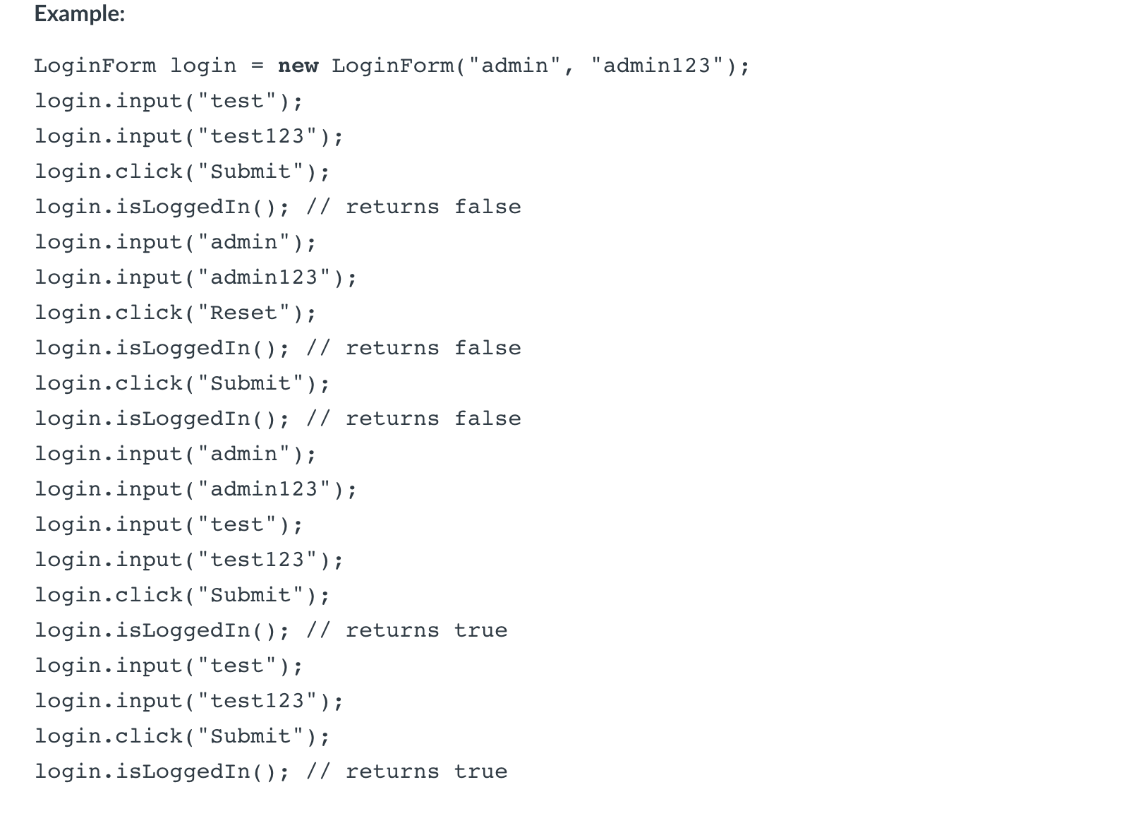 Solved Implement a class LoginForm that simulates a login | Chegg.com