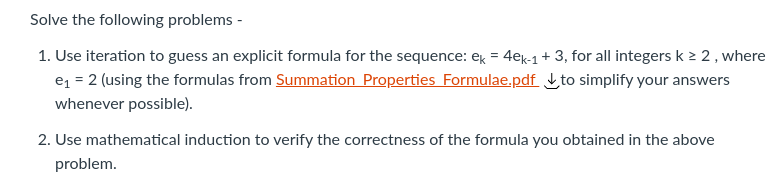 Solved Solve the following problems - 1. Use iteration to | Chegg.com