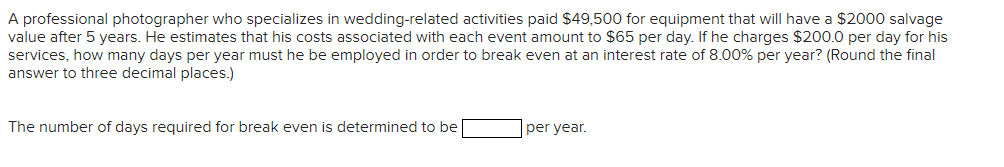 Solved A professional photographer who specializes in | Chegg.com