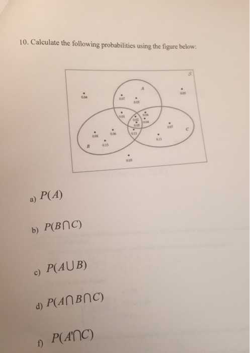 Calculate the following probabilities using the Chegg