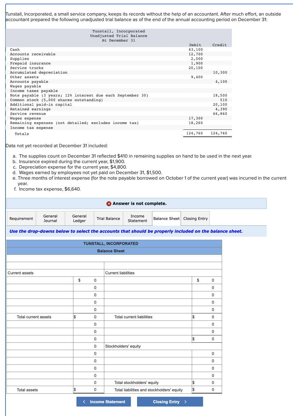 solved-tunstall-incorporated-a-small-service-company-chegg