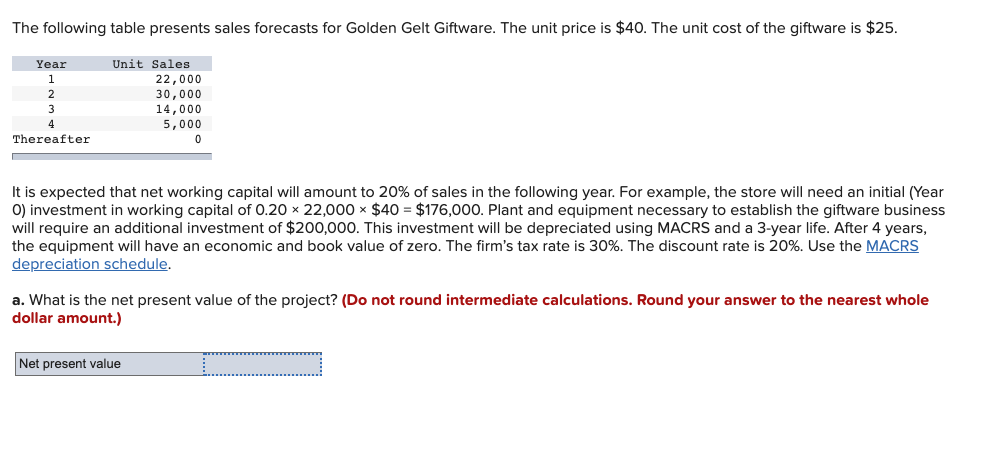 Solved The following table presents sales forecasts for | Chegg.com