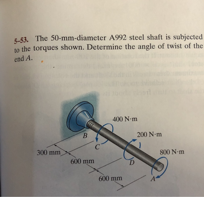 Solved 53. The 50mmdiameter A992 steel shaft is subjected
