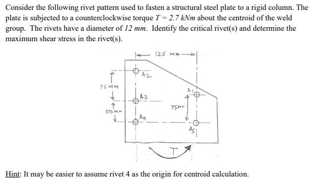 Solved Consider the following rivet pattern used to fasten a | Chegg.com