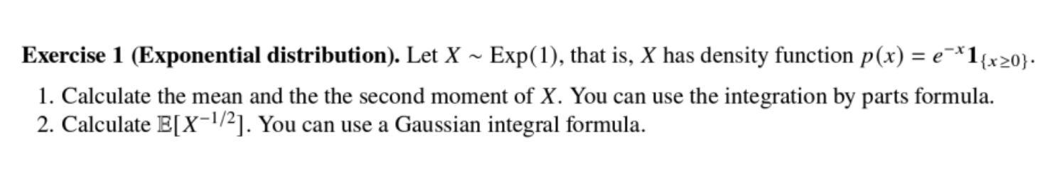 Solved Exercise 1 (Exponential distribution). Let X ~ | Chegg.com
