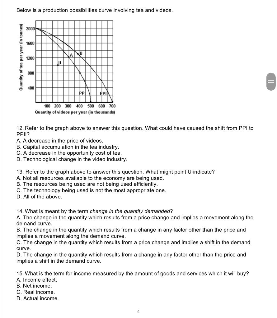 Solved Below is a production possibilities curve involving | Chegg.com