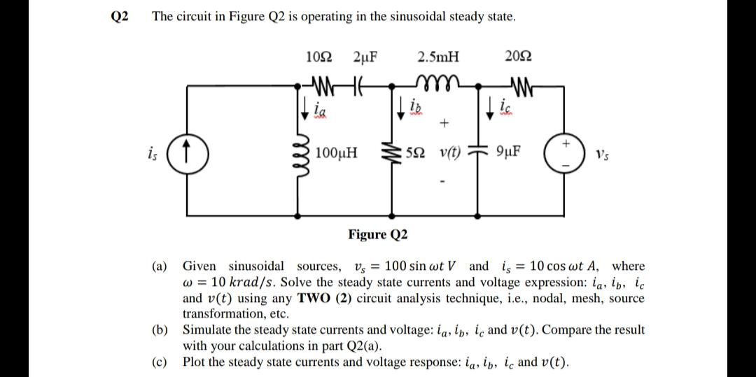 Solved Q2 The circuit in Figure Q2 is operating in the | Chegg.com