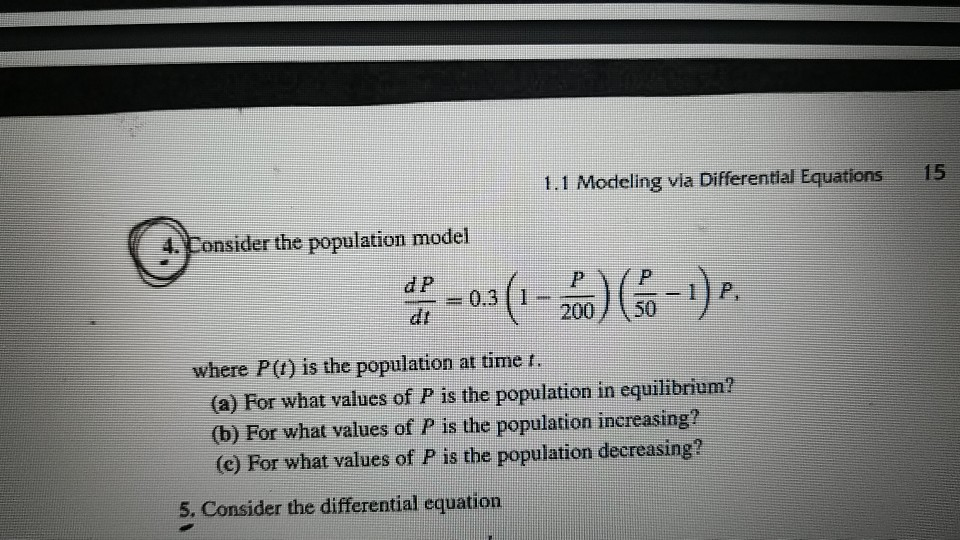 Solved 1 1 Modeling Via Differential Equations 15 4 Cons Chegg Com