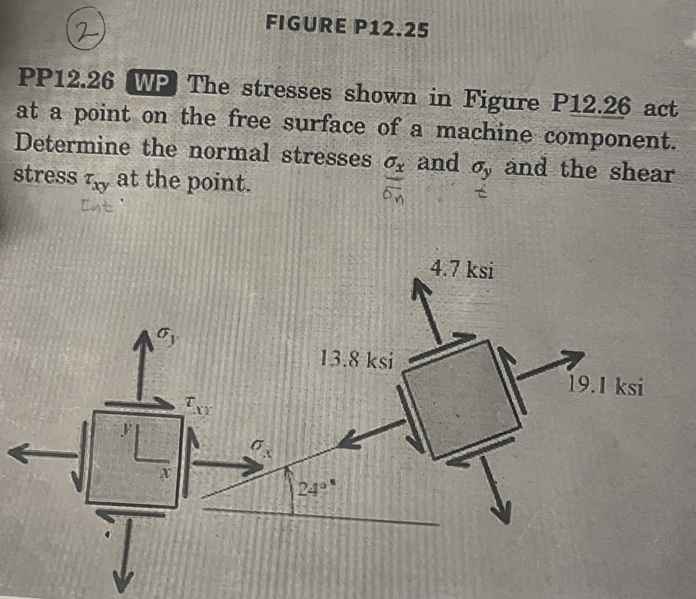 Solved PP12.26 WP The stresses shown in Figure P12.26 act at | Chegg.com