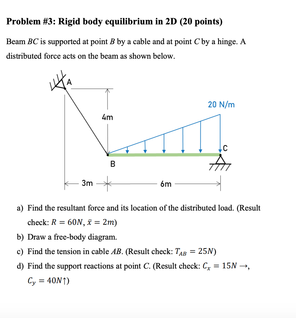 Solved Problem #3: Rigid Body Equilibrium In 2D (20 Points) | Chegg.com