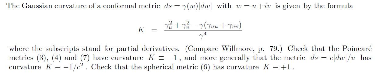 The Gaussian curvature of a conformal metric ds = | Chegg.com