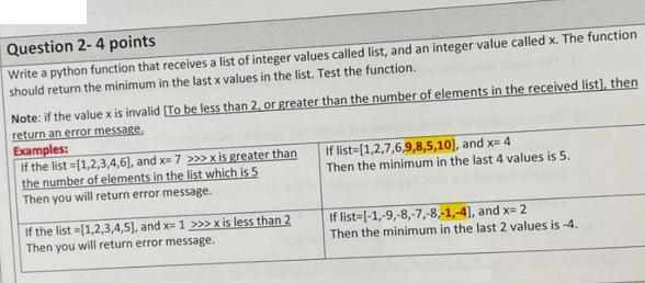 Solved Question 2- 4 points Write a python function that | Chegg.com