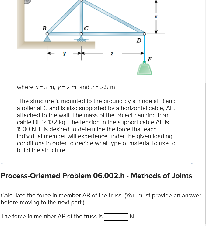 Solved х B с D y z F where x = 3 m, y= 2 m, and z= 2.5 m The | Chegg.com