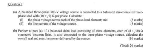 Solved (a) A balanced three-phase 380 -V voltage source is | Chegg.com