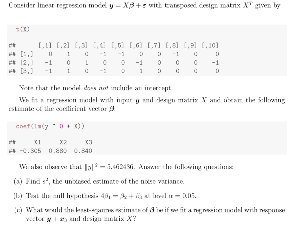 Consider Linear Regression Model Y Xbɛ With 0104