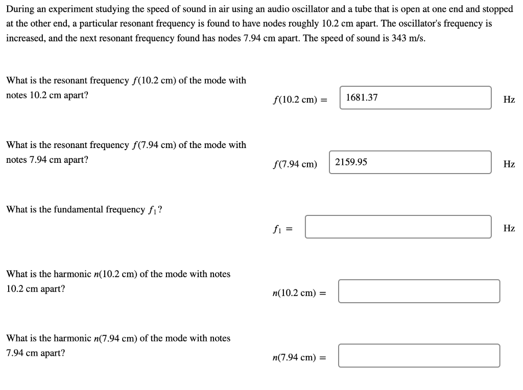 Solved During An Experiment Studying The Speed Of Sound In | Chegg.com