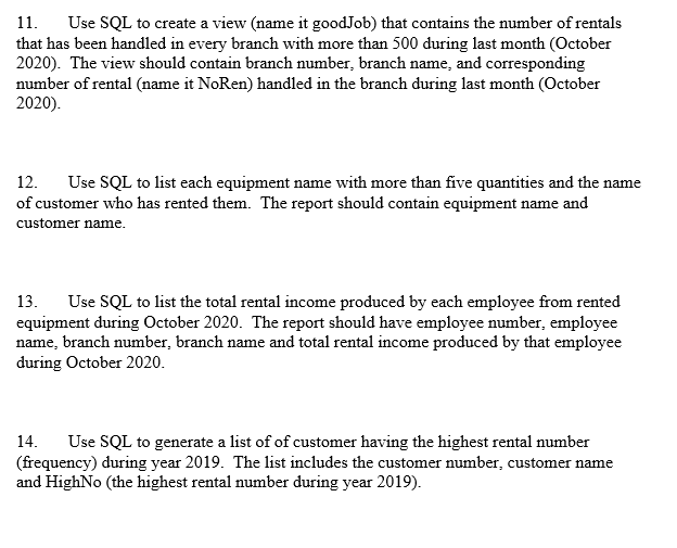 11. Use SQL to create a view (name it goodJob) that | Chegg.com