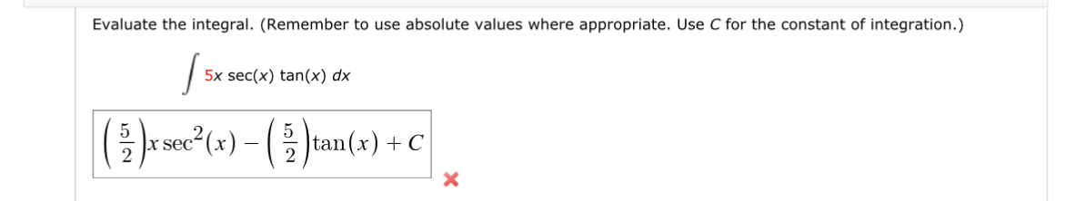 Solved Evaluate the integral. (Remember to use absolute | Chegg.com