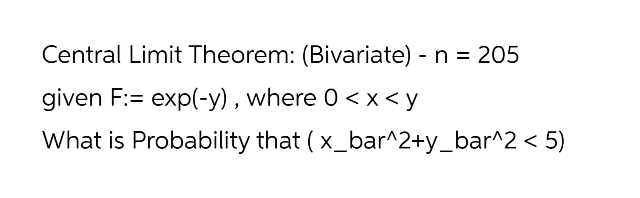 Solved Central Limit Theorem: (Bivariate) - N = 205 Given | Chegg.com