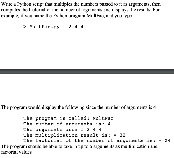 Solved Write a Python script that multiples the numbers | Chegg.com
