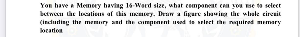 Solved You have a Memory having 16-Word size, what component | Chegg.com
