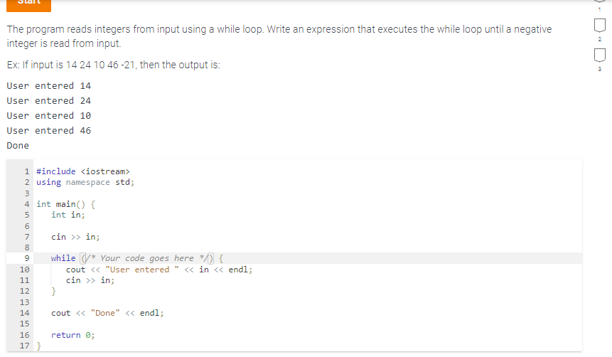 Solved The program reads integers from input using a while | Chegg.com