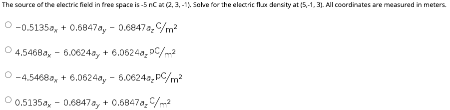 Solved The source of the electric field in free space is -5 | Chegg.com