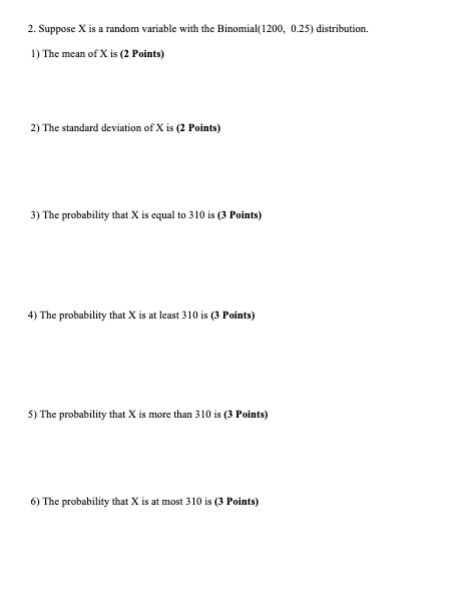 Solved 2. Suppose X is a random variable with the | Chegg.com