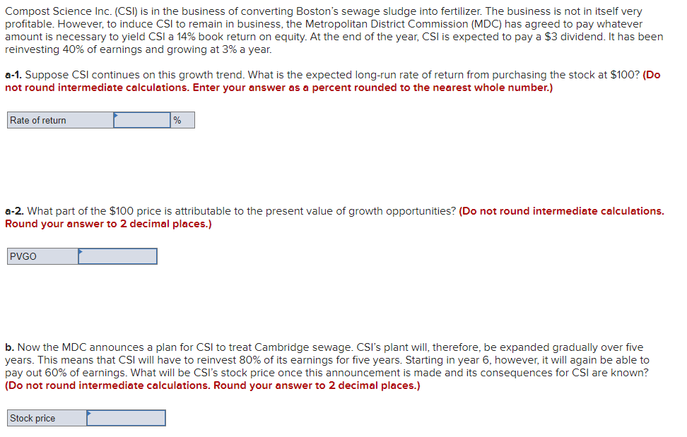 Solved Compost Science Inc. (CSI) is in the business of | Chegg.com