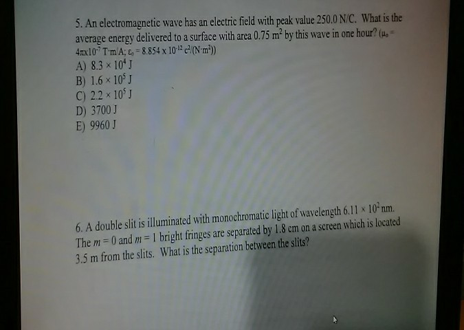 Solved 5. An electromagnetic wave has an electric field with | Chegg.com