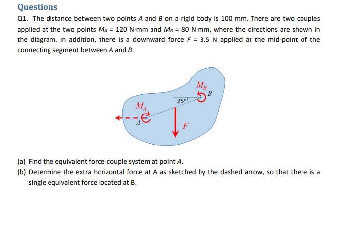 Solved Questions Q1. The Distance Between Two Points A And B | Chegg.com