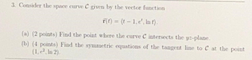 Solved 3. Consider the space curve C given by the vector | Chegg.com