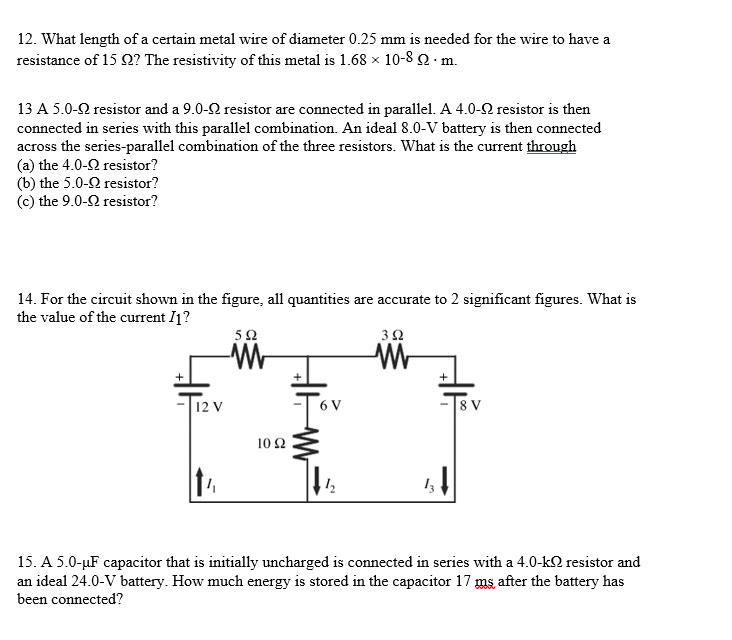 Solved 12. What length of a certain metal wire of diameter | Chegg.com