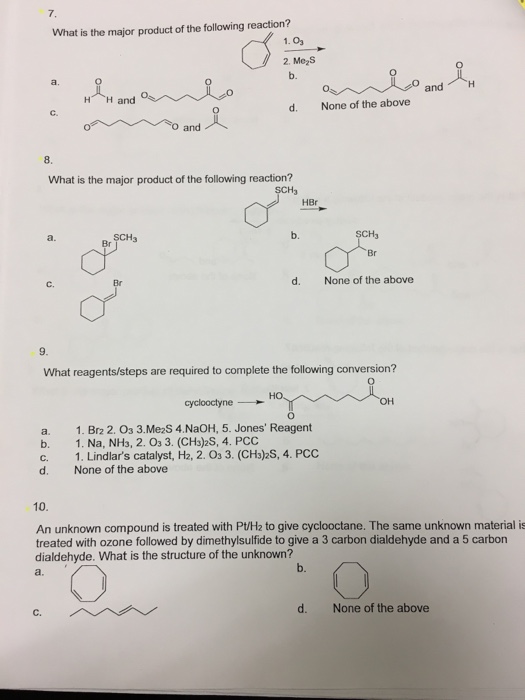 Solved 7. What is the major product of the following | Chegg.com