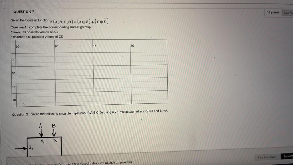 Solved 26 points Save an QUESTION 7 Given the boolean | Chegg.com