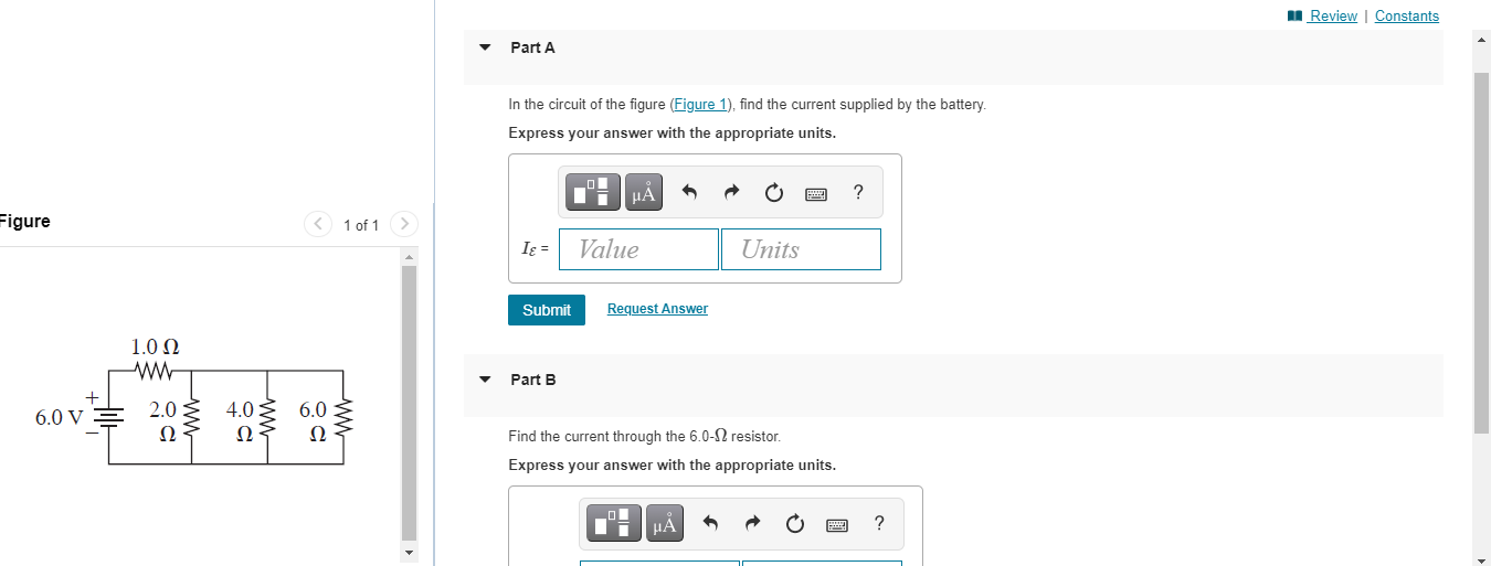 Solved Review Constants Part A In the circuit of the figure