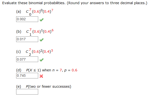 Solved Evaluate These Binomial Probabilities Round Your Chegg Com