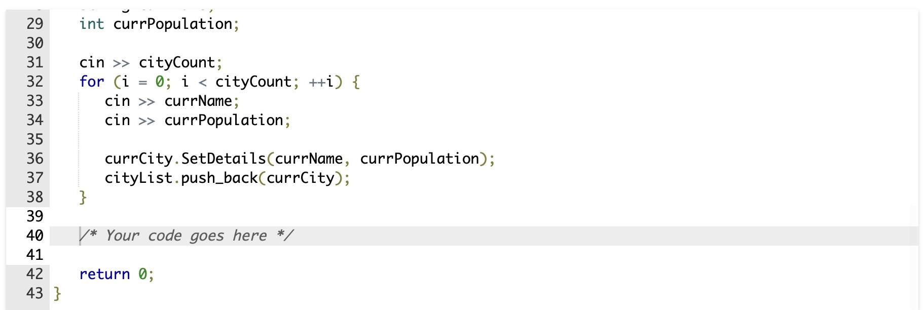 Solved The program first reads integer cityCount from input, | Chegg.com