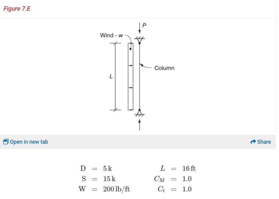 Solved 7.28 Given:The exterior column in Figure 7.E is a 6 × | Chegg.com