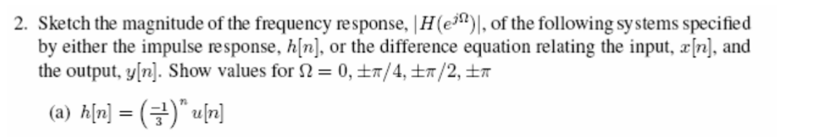 Solved 2. Sketch the magnitude of the frequency response, | Chegg.com