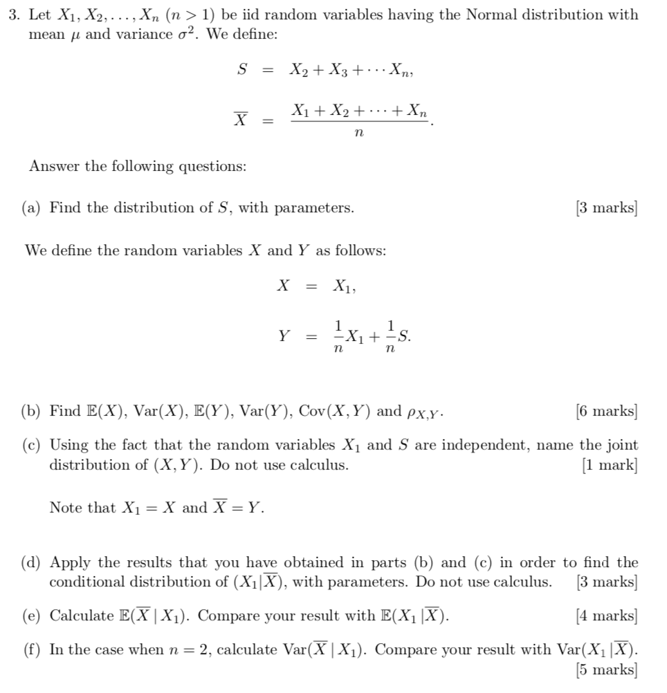 Solved 3 Let X1 X2 N 1 Be Iid Random Varia Chegg Com