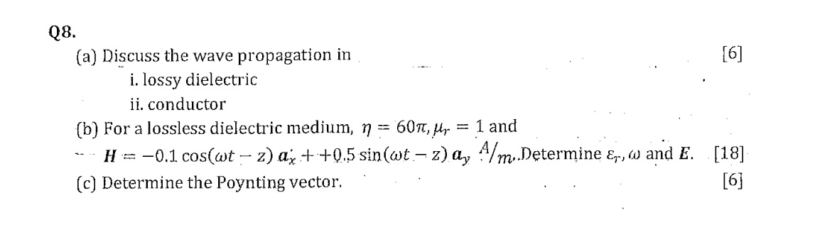 Solved Q8 (a) Discuss the wave propagation in i. lossy | Chegg.com