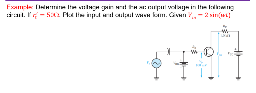 Solved Example: Determine the voltage gain and the ac output | Chegg.com