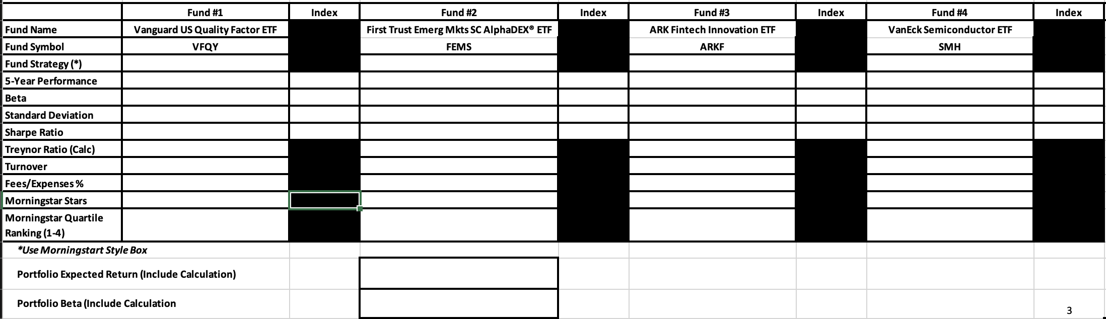 Find and calculate all of the blank cells so that you