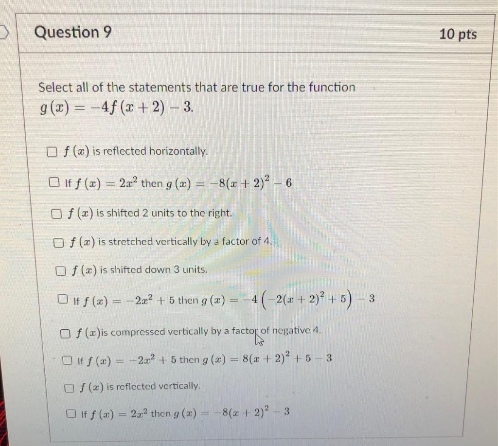 Solved Question 9 10 pts Select all of the statements that | Chegg.com
