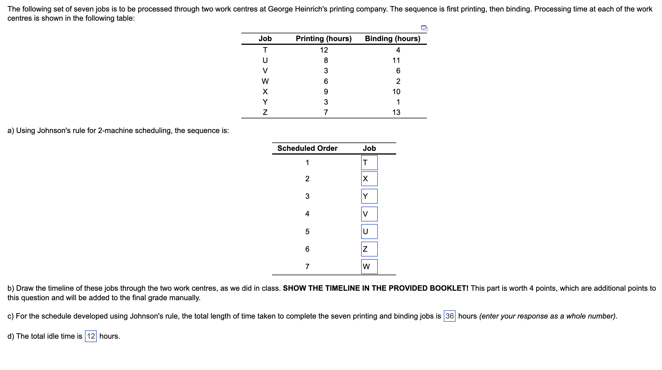 Solved A) Using Johnson's Rule For 2-machine Scheduling, The | Chegg.com