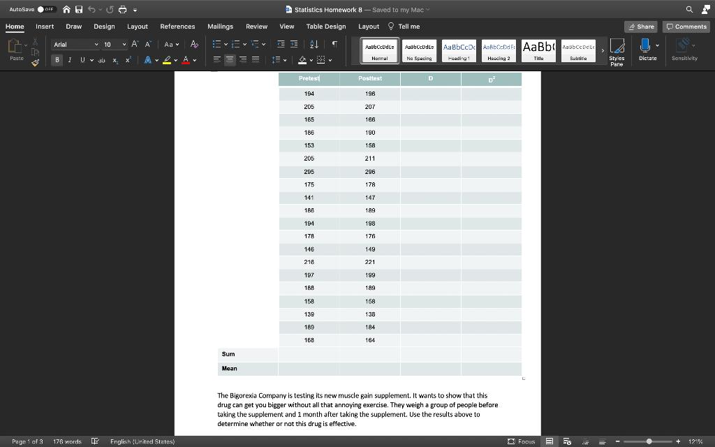 Solved AutoSave OFF OFF AS U Statistics Homework 8 -- Saved | Chegg.com