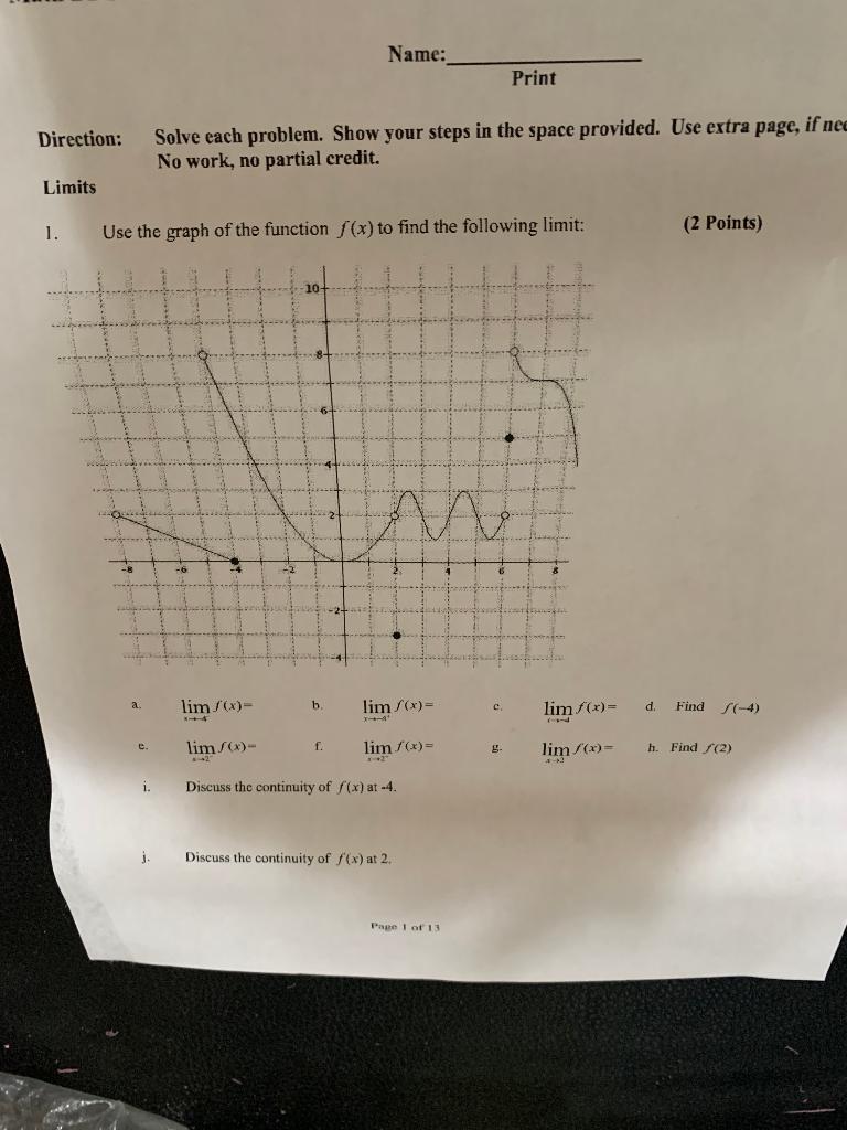 Solved Use the graph of the function f(x) to find the | Chegg.com